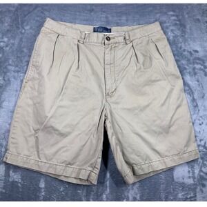 Polo Ralph Lauren Mens Tyler Short 35 Khaki Tan Pleated Chino 100% Cotton